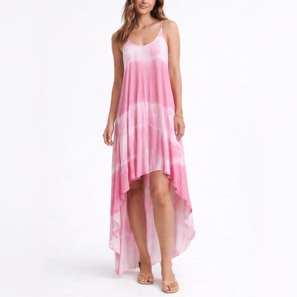 Pink and White Tie-Dye Maxi Dress - Size Small